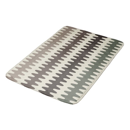 Bruin en Groen Retro Wavy Bath Mat (Gekanteld)