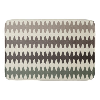 Bruin en Groen Retro Wavy Bath Mat