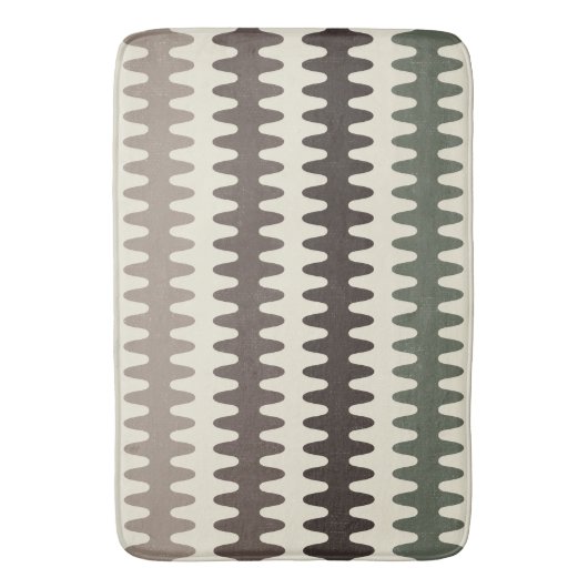 Bruin en Groen Retro Wavy Bath Mat (Voorkant Verticaal)