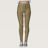 Bruin en groen Trippy Stripes Cool Psychedelic Leggings (Voorkant)