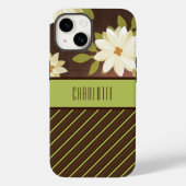 Bruin en groene  bloemen telefoontas Case-Mate iPhone case (Achterkant)