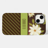 Bruin en groene  bloemen telefoontas Case-Mate iPhone case (Achterkant (horizontaal))