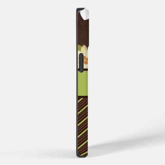 Bruin en groene  bloemen telefoontas Case-Mate iPhone case (Achterkant / Rechts)