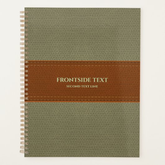 Bruin en groene kunstleder Planner (Voorkant)