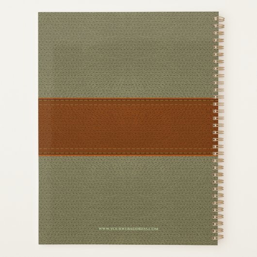 Bruin en groene kunstleder Planner (Achterkant)