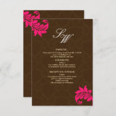 Bruin en Heet Roze Damast Bruiloft Behuizing Kaart (Voorkant / Achterkant)