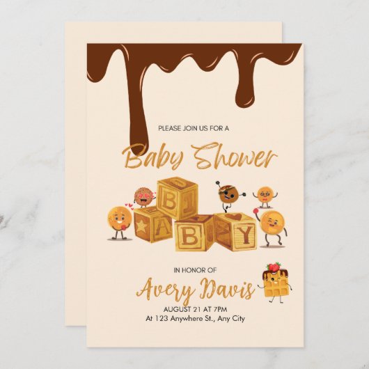 Bruin en honing Chocolade Dessert Baby shower Kaart (Voorkant / Achterkant)