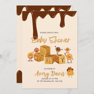 Bruin en honing Chocolade Dessert Baby shower Kaart