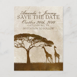 Bruin en Ivoor Afrikaans Giraffe Save The Date Aankondigingskaart