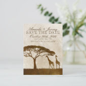 Bruin en Ivoor Afrikaans Giraffe Save The Date Aankondigingskaart (Staand voorkant)