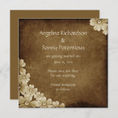 Bruin en ivoor Floral sparen de datum Save The Date (Voorkant / Achterkant)