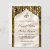 Bruin en Ivory Gold Glitter Arch Muslim Wedding Kaart (Voorkant)