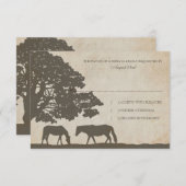Bruin en Ivory  Paard Boerderij Wedding rsvp (Voorkant / Achterkant)