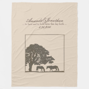 Bruin en Ivory  Paarden Boerderij Wedding Fleece Deken