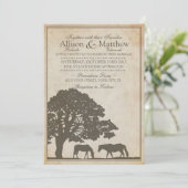 Bruin en Ivory  Paarden Boerderij Wedding Kaart (Staand voorkant)
