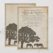 Bruin en Ivory  Paarden Boerderij Wedding Kaart (Voorkant / Achterkant)