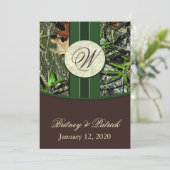 Bruin- en jager-groene Camo Wedding-uitnodigingen Kaart (Staand voorkant)