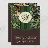 Bruin- en jager-groene Camo Wedding-uitnodigingen Kaart (Voorkant / Achterkant)
