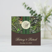Bruin- en jager-groene Camo Wedding-uitnodigingen Kaart (Staand voorkant)