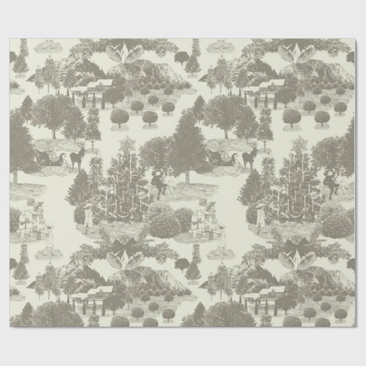 Bruin en kerstwinter met crème cadeaupapier (Vlak)
