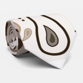Bruin en Khaki Paisley Design Stropdas (Opgerold)