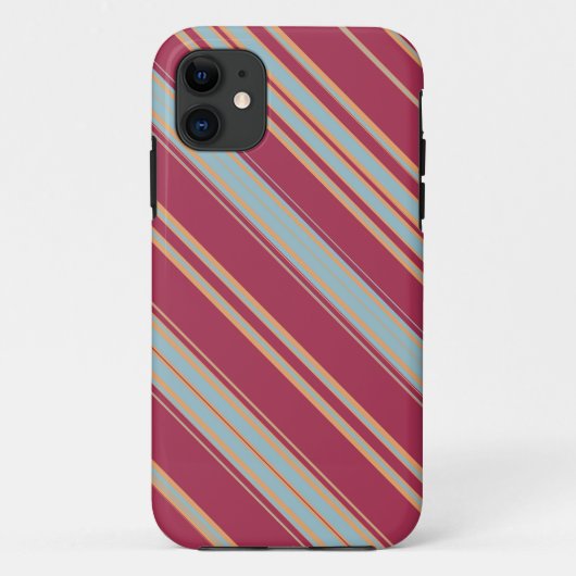 Bruin- en lichtblauwe diagonaalbanden Case-Mate iPhone case (Achterkant)