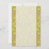 Bruin en Lime Green Damask Wedding Invitation Kaart (Achterkant)