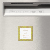 Bruin en Lime Green Damask Wedding Magnet Favor (Insitu (Vaatwasser))