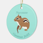 Bruin en Mint Green Chipmunk Lovers Personalized Keramisch Ornament (Links)