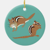 Bruin en Mint Green Chipmunk Lovers Personalized Keramisch Ornament (Achterkant)