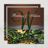 Bruin en Mossy Green Camo Wedding Invitations Kaart (Voorkant / Achterkant)