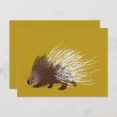 Bruin en mosterd Gold Porcupine Briefkaart (Voorkant / Achterkant)