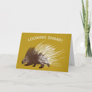 Bruin en mosterd Porcupine Birthday Kaart