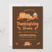 Bruin en oker Thanksgiving Diner Invitations Kaart (Voorkant)