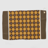 Bruin en oranje argyle golfhanddoek (Horizontaal)