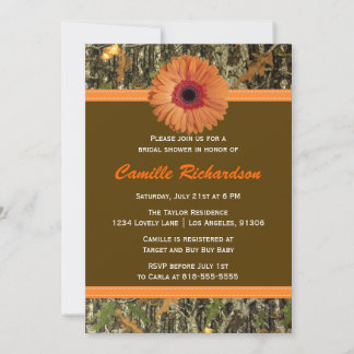 Bruin en Oranje Daisy Bridal Shower Kaart