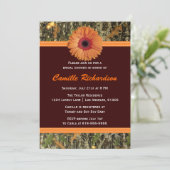 Bruin en Oranje Daisy Bridal Shower Kaart (Staand voorkant)