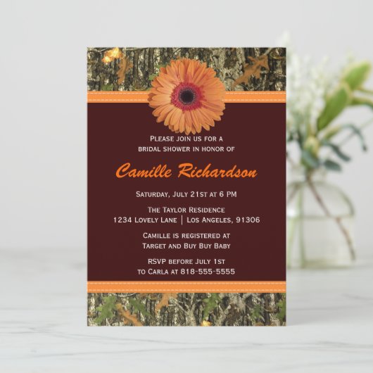 Bruin en Oranje Daisy Bridal Shower Kaart (Staand voorkant)