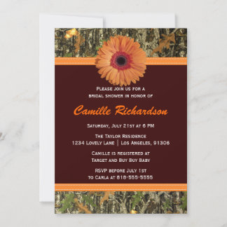 Bruin en Oranje Daisy Bridal Shower Kaart