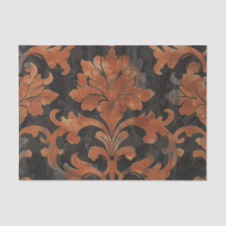Bruin en Oranje Damask Pattern Tissuepapier