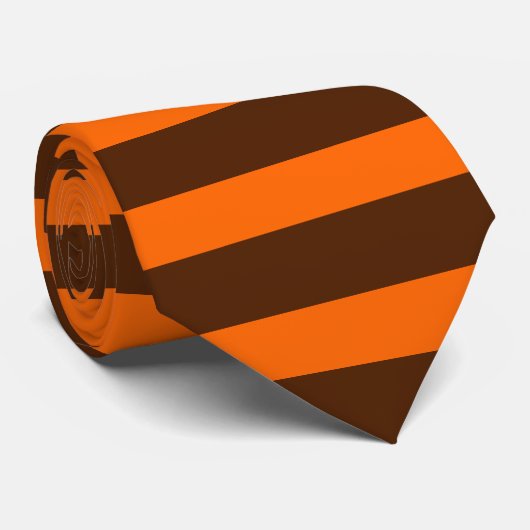 Bruin en Oranje horizontaal breedband Stropdas (Opgerold)