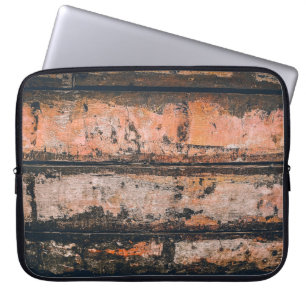 Bruin en oranje paneel laptop sleeve