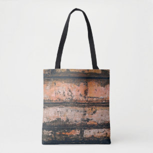 Bruin en oranje paneel tote bag