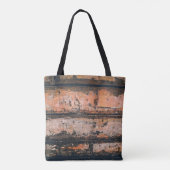 Bruin en oranje paneel tote bag (Achterkant)