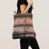 Bruin en oranje paneel tote bag (Dichtbij)
