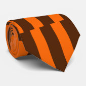 Bruin en Oranje Stropdas met verticale streep (Opgerold)