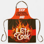 Bruin en Oranje vuur Laat het koken Schort (Voorkant)