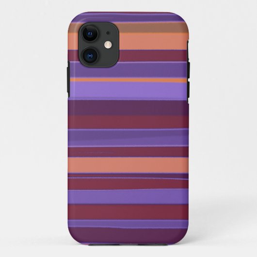 Bruin en Paars Abstract bandpatroon Case-Mate iPhone Case (Achterkant)