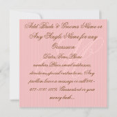 Bruin en PINK DAMASK Elegant Wedding Invitation Kaart (Achterkant)