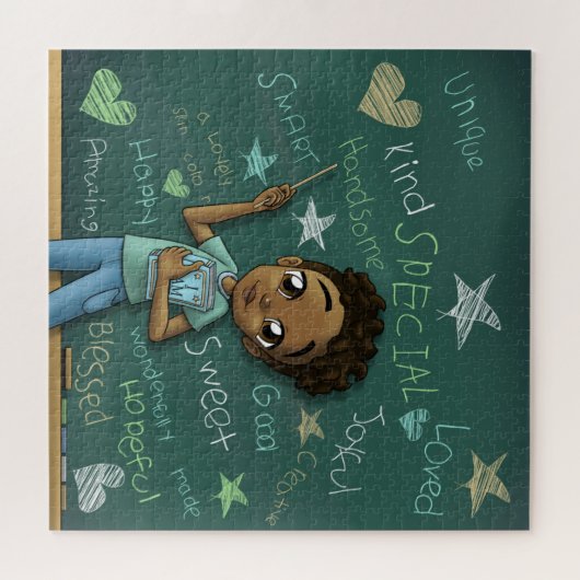 Bruin en positieve woorden legpuzzel (Horizontaal)